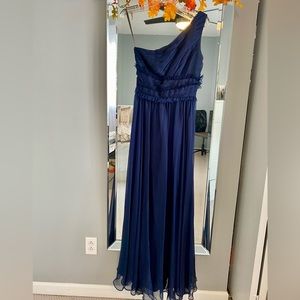 Monique Lhuillier blue ,long, one shoulder dress. . Size 2 . New no tags